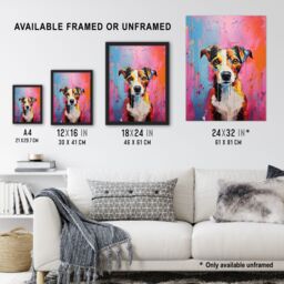 "Artery8 Wall Art Print Jack Russell Dog Lover Gift Pet Portrait Baby Blue Pink Orange Artwork Painting Art Framed - Size: W12"" x H16""" - thumbnail 3