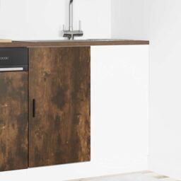 Berkfield Home Sink Base Cabinet Smoked Oak Engineered Wood in Brown - thumbnail 3