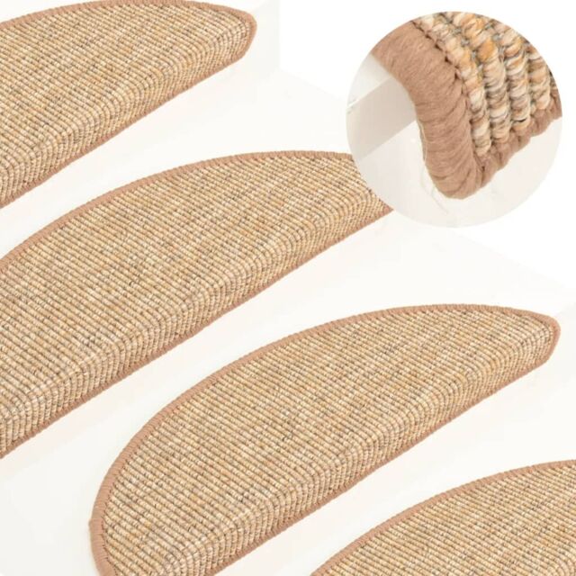 Berkfield Home Stair Mats Self-adhesive 15 pcs 56x17x3 cm Light Brown - Size: Medium - image 1
