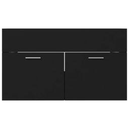 Berkfield Home Sink Cabinet with Built-in Basin Black Engineered Wood - thumbnail 6