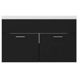 Berkfield Home Sink Cabinet with Built-in Basin Black Engineered Wood - thumbnail 9