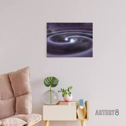 "Artery8 Space NASA Binary White Dwarf Stars Canvas Wall Art Print in Grey - Size: W24"" x H32""" - thumbnail 3