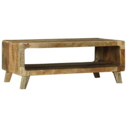 Berkfield Home Coffee Table 90x50x35 cm Solid Rough Wood Mango in Brown - Size: 90 x 50 x 35 cm - thumbnail 5