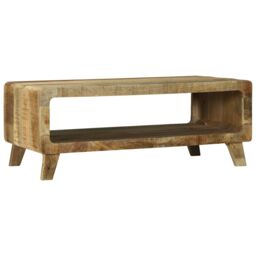Berkfield Home Coffee Table 90x50x35 cm Solid Rough Wood Mango in Brown - Size: 90 x 50 x 35 cm - thumbnail 1