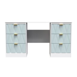 Ready Assembled 2 U Washington 6 Drawer Kneehole Desk (Ready Assembled) in Duck Egg Blue - thumbnail 1