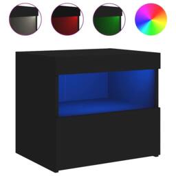 Berkfield Home Bedside Cabinets with LED Lights 2 pcs Black 50x40x45 cm - Size: 50 x 40 x 45 cm - thumbnail 6