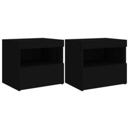 Berkfield Home Bedside Cabinets with LED Lights 2 pcs Black 50x40x45 cm - Size: 50 x 40 x 45 cm - thumbnail 1