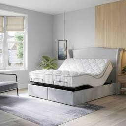 PARADISE BEDS LTD Orthopaedic Electric Adjustable Bed Set With Mattress & Headboard in Light Pink - Size: King - thumbnail 2