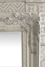 Downton Interiors Antique White Tall Ornate Dressing Wall Mirror with Bevelled Glass 142cm - thumbnail 3