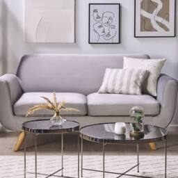 Wyld and Coco Two-Seater Sofa Slipcover Grey Velvet with Invisible Zip