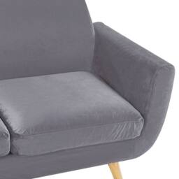 Wyld and Coco Two-Seater Sofa Slipcover Grey Velvet with Invisible Zip - thumbnail 6
