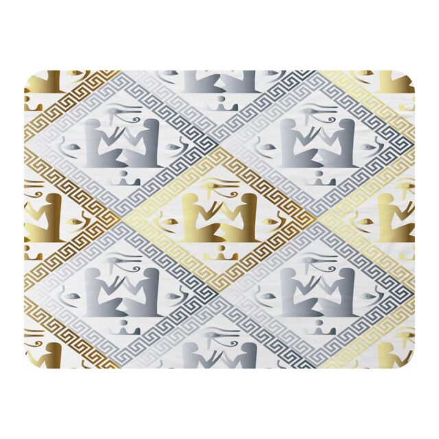 Benjamin Tate Design Egyptian Hieroglyphs In Gold & Silver Blanket in Natural - Size: 120 cm x 150 cm - image 1