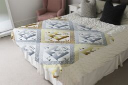 Benjamin Tate Design Egyptian Hieroglyphs In Gold & Silver Blanket in Natural - Size: 120 cm x 150 cm - thumbnail 3