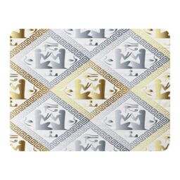 Benjamin Tate Design Egyptian Hieroglyphs In Gold & Silver Blanket in Natural - Size: 120 cm x 150 cm - thumbnail 1