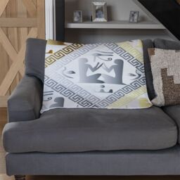 Benjamin Tate Design Egyptian Hieroglyphs In Gold & Silver Blanket in Natural - Size: 120 cm x 150 cm - thumbnail 2