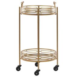 Wyld and Coco Gold Iron Bar Trolley with Mirrored Top - W42 x D42 x H75cm - thumbnail 3