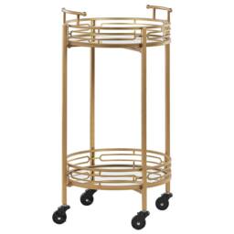 Wyld and Coco Gold Iron Bar Trolley with Mirrored Top - W42 x D42 x H75cm - thumbnail 2