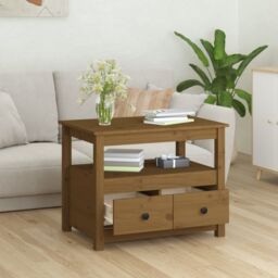 Berkfield Home Coffee Table Honey Brown 71x49x55 cm Solid Wood Pine - Size: 71 x 49 x 55 cm - thumbnail 4