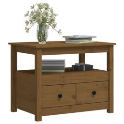 Berkfield Home Coffee Table Honey Brown 71x49x55 cm Solid Wood Pine - Size: 71 x 49 x 55 cm - thumbnail 5