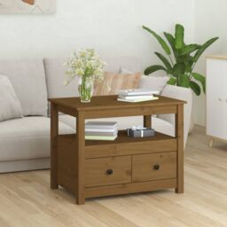 Berkfield Home Coffee Table Honey Brown 71x49x55 cm Solid Wood Pine - Size: 71 x 49 x 55 cm - thumbnail 3