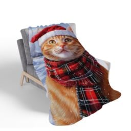 Warren Reed - Designer Christmas Ginger ShorthairCat Sherpa Blanket - Size: Large - thumbnail 2