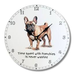 Animal Crackers Dog Breeds Wall Clock 'Time Spent With Frenchies Is Never Wasted' - thumbnail 1