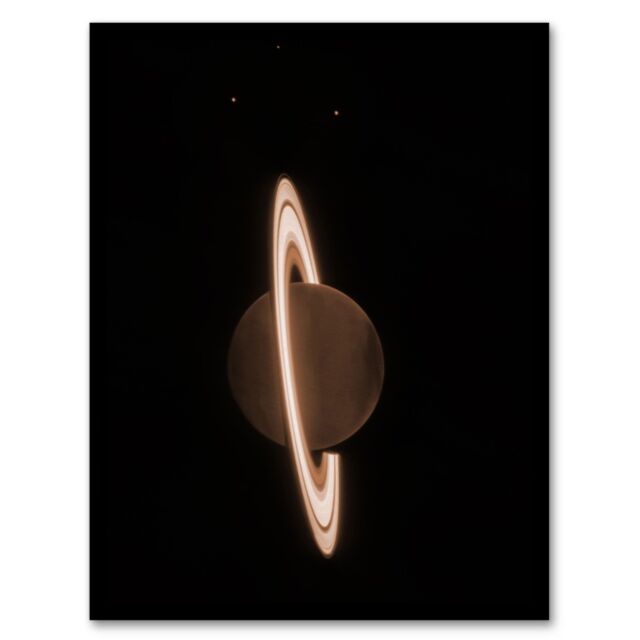 Artery8 Wall Art Print NASA James Webb Space Telescope Saturns Rings Shine Planet Bedroom Decor Art Framed in Black - Size: A4 - image 1