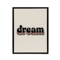 "Artery8 Dream Colourful Retro Rainbow Font Typography Framed Canvas Art Print in Beige - Size: W12"" x H16""" - thumbnail 1