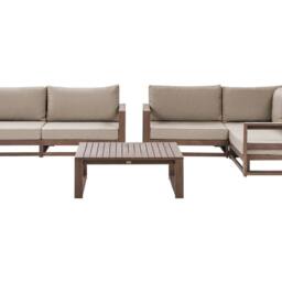 Wyld and Coco Everwood Modular Acacia 4 Seater Sofa Set Coffee Table and Taupe in Brown - thumbnail 2