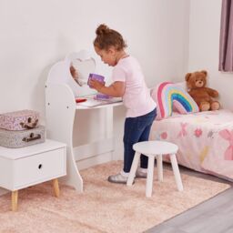 Liberty House Toys Women's White Wooden Dressing Table & Stool - thumbnail 3