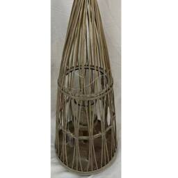 Lemon Pavilion Furniture and Decor Medium Conical Lantern w/ Glass Holder & LED Light, L30 x W30 x H110cm in Brown - thumbnail 2