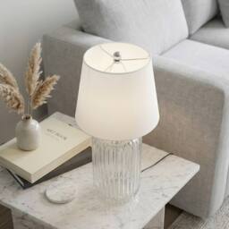 Garden Greatness Relica Ridged Glass Table Lamp in Beige - thumbnail 2
