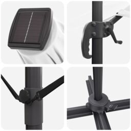 Berkfield Home Cantilever Roma Parasol with LEDs Sand 286x285x270 cm Aluminium - Size: 286 x 285 x 270 cm - thumbnail 9
