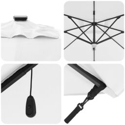 Berkfield Home Cantilever Roma Parasol with LEDs Sand 286x285x270 cm Aluminium - Size: 286 x 285 x 270 cm - thumbnail 8