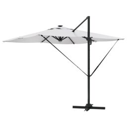 Berkfield Home Cantilever Roma Parasol with LEDs Sand 286x285x270 cm Aluminium - Size: 286 x 285 x 270 cm - thumbnail 7