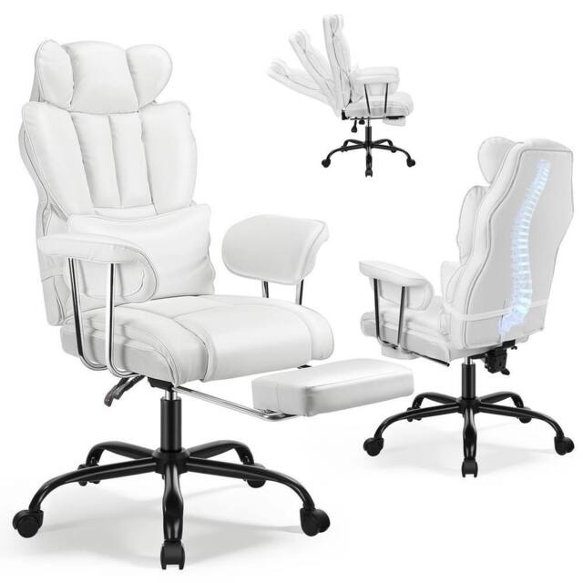 NESTLUNE White Heavy Duty Executive Desk Chair High Back Office Chair - Size: 100 cm x 15 cm - image 1