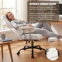 NESTLUNE White Heavy Duty Executive Desk Chair High Back Office Chair - Size: 100 cm x 15 cm - thumbnail 3
