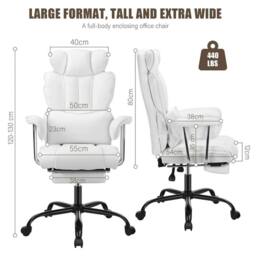 NESTLUNE White Heavy Duty Executive Desk Chair High Back Office Chair - Size: 100 cm x 15 cm - thumbnail 2