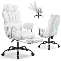 NESTLUNE White Heavy Duty Executive Desk Chair High Back Office Chair - Size: 100 cm x 15 cm