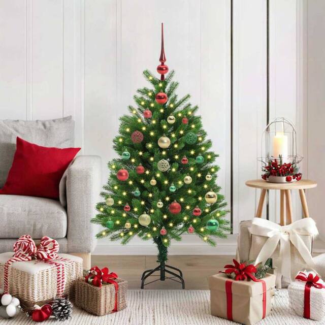 Berkfield Home Christmas Tree with 150 LEDs with Stand Green 120 cm PE - image 1