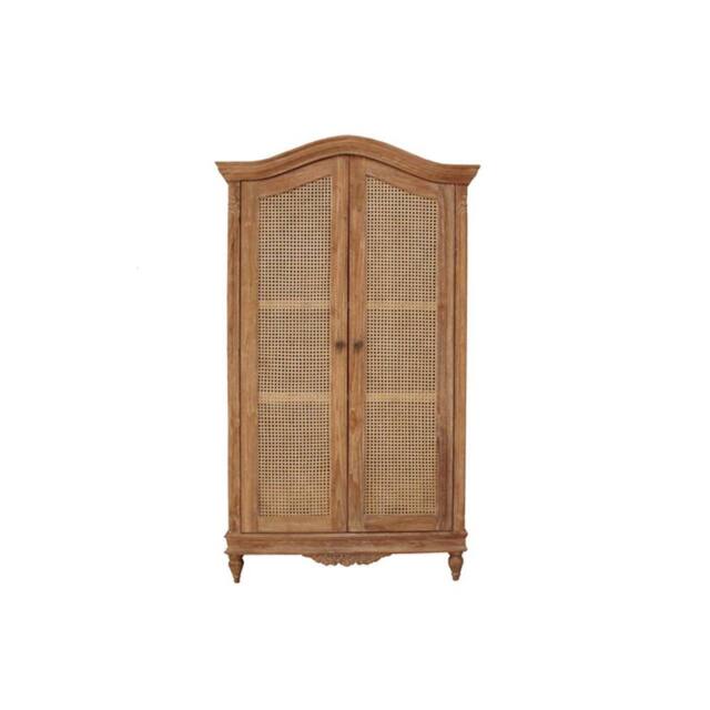 Lock Stock and Barrel Furniture Ltd Belle French Weathered Wardrobe with Rattan Doors - L66xW122xH210 cm in Brown - image 1