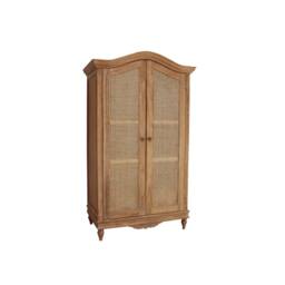 Lock Stock and Barrel Furniture Ltd Belle French Weathered Wardrobe with Rattan Doors - L66xW122xH210 cm in Brown - thumbnail 2