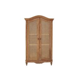 Lock Stock and Barrel Furniture Ltd Belle French Weathered Wardrobe with Rattan Doors - L66xW122xH210 cm in Brown - thumbnail 1