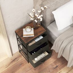 Costway 3-Tier Fabric Dresser Fabric Nightstand Home Organizer Unit w/3 Drawers in Black - thumbnail 5