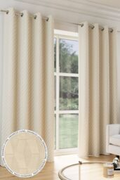 Enhanced Living Velvet Embossed Thermal Dimout Curtains for Bedroom & Living Room in Cream - Size: 229 cm width x 229 cm drop - thumbnail 1