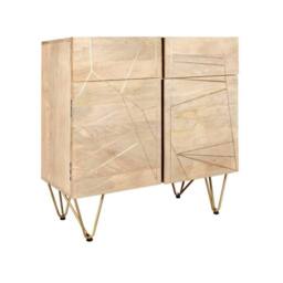Wyld Haus Bali Mango Wood Sideboard Light Natural Finish Gold Inlays - thumbnail 3