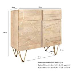 Wyld Haus Bali Mango Wood Sideboard Light Natural Finish Gold Inlays - thumbnail 7