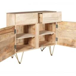 Wyld Haus Bali Mango Wood Sideboard Light Natural Finish Gold Inlays - thumbnail 6