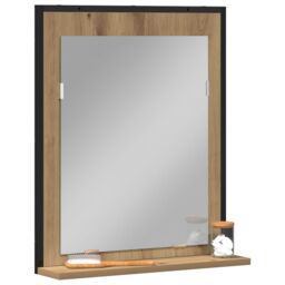 Berkfield Home Bathroom Mirror Artisan Oak 50x12x60 cm Engineered Wood in Brown - Size: 50 x 12 x 60 cm - thumbnail 3