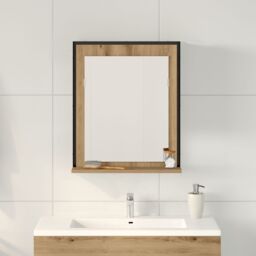 Berkfield Home Bathroom Mirror Artisan Oak 50x12x60 cm Engineered Wood in Brown - Size: 50 x 12 x 60 cm - thumbnail 4